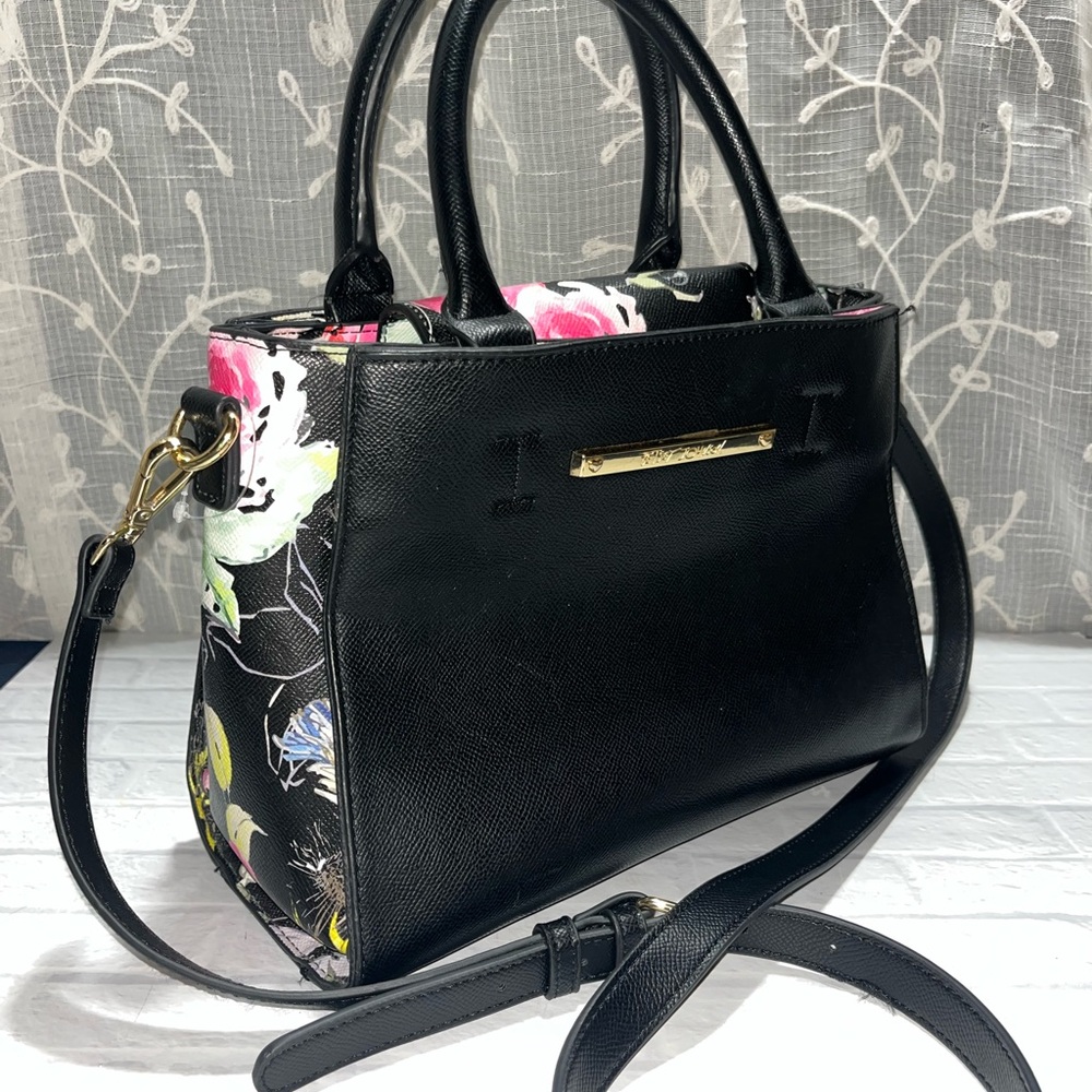 Betsey Johnson Black and Floral Satchel